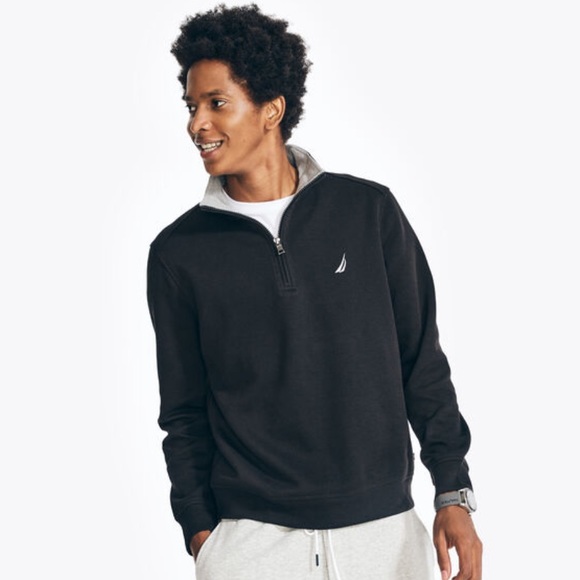 Nautica Other - Nautica Men's Black Quarter-Zip Pullover Sweatshirt Size XL